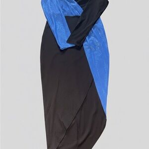 Black & Blue Colorblock Long Sleeve Party Dress | Size M | NWT